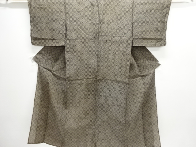 JAPANESE KIMONO / ANTIQUE KIMONO / OJIYA CHIJIMI / WOVEN ABSTRACT PATTERN